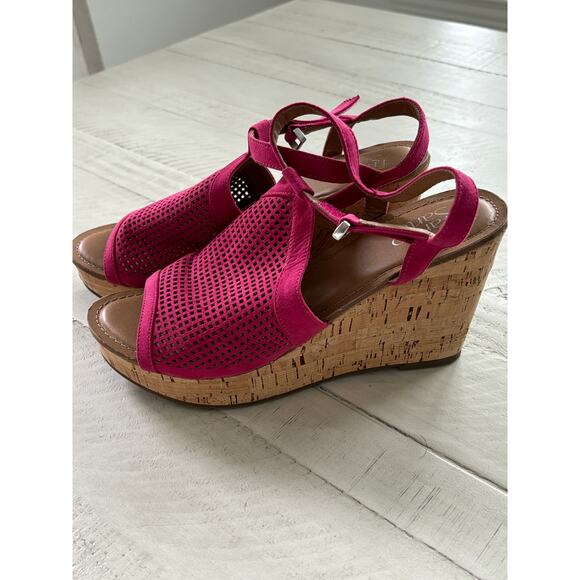 NWOB Franco Sarto Canyon Pink Platform Wedge Sandals - Picture 3 of 4